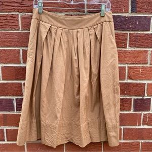 Talbots Pleaded fully lined women skirt color khaki/tan size 8 knee length